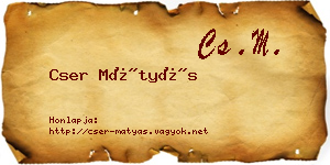 Cser Mátyás névjegykártya
